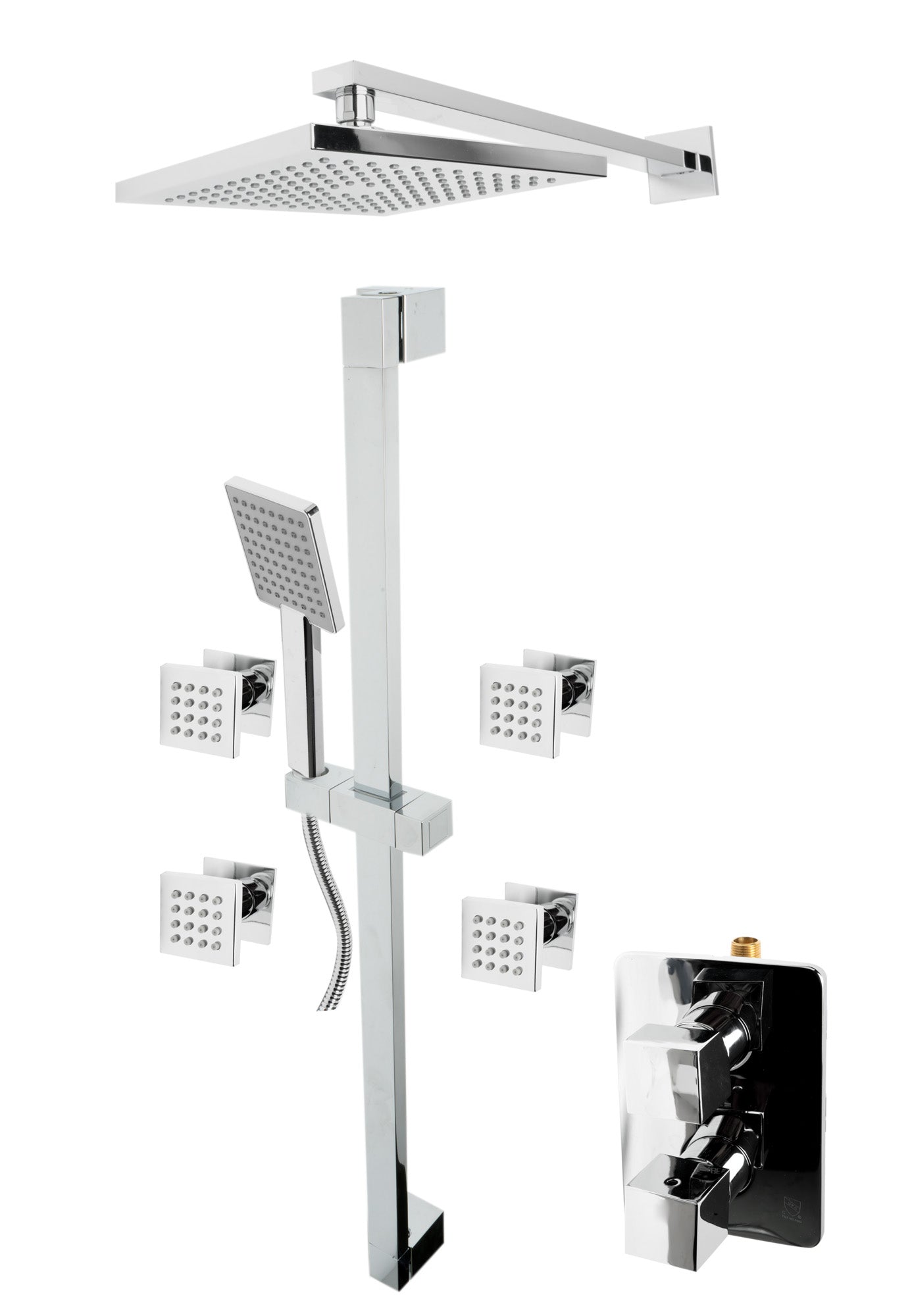 ALFI brand AB2287-PC Polished Chrome 3 Way Thermostatic Shower Set with Body Sprays, Brass