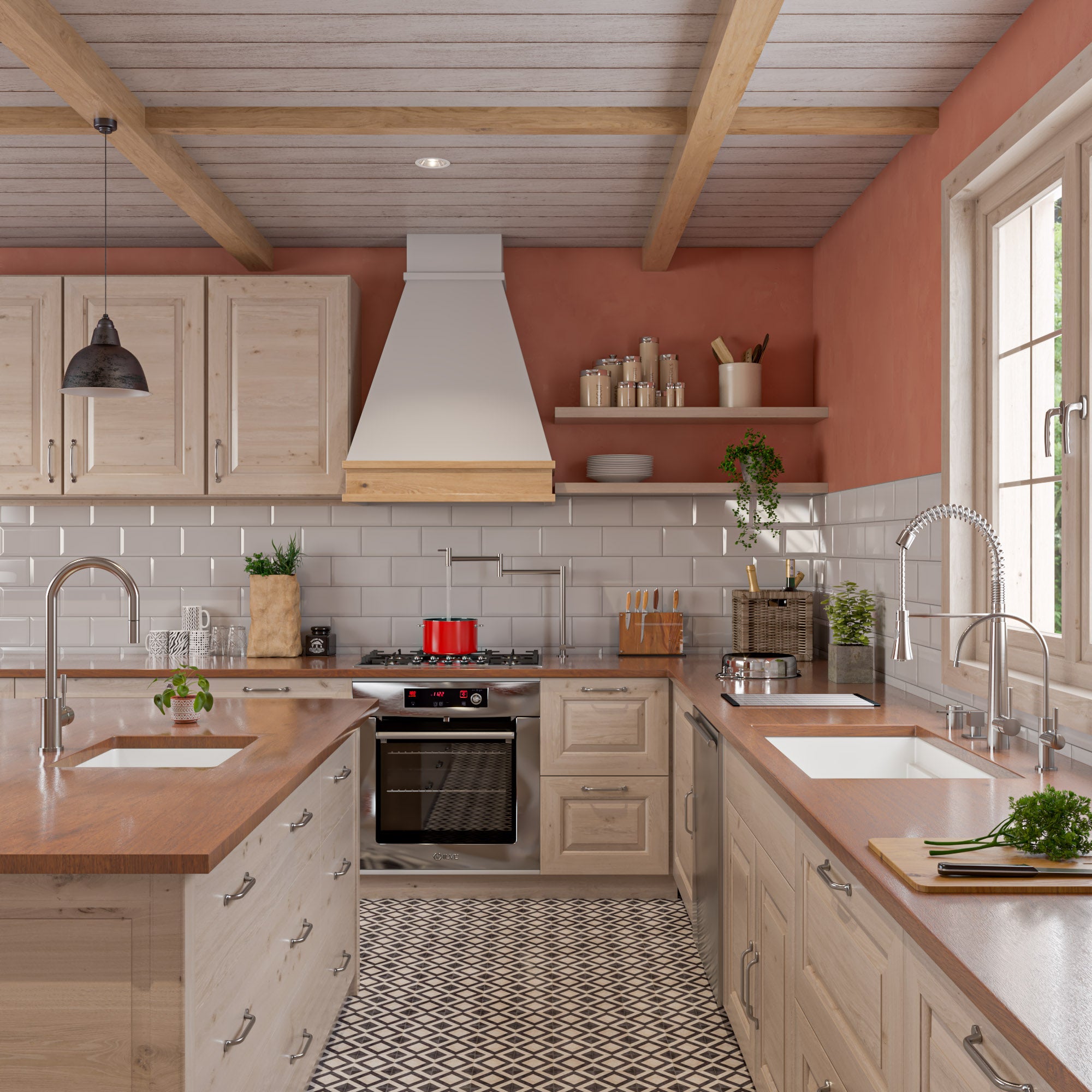 ALFI brand 32 fireclay workstation farmhouse step rim sink white product image