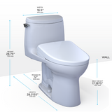 TOTO WASHLET+ UltraMax II 1G One-Piece Elongated 1.0 GPF Toilet with Auto Flush WASHLET+ S7A Contemporary Bidet Seat, Cotton White, Vitreous China|Plastic, MW6044736CUFGA#01