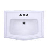 TOTO Clayton Rectangular Pedestal Bathroom Sink for 4 Inch Center Faucets, Cotton White, Vitreous China, LPT780.4#01