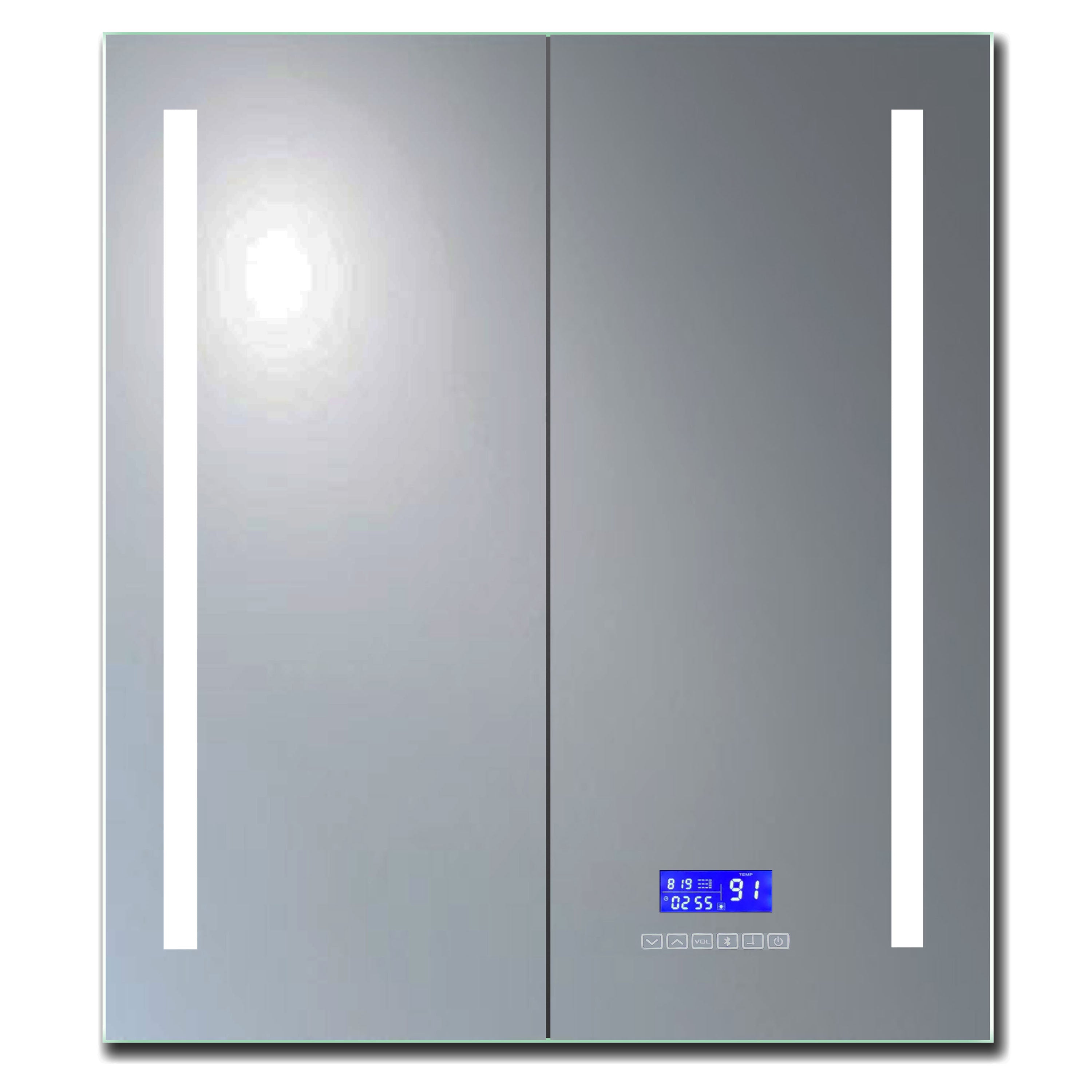 ALFI brand ABMC2630BT 26" x 30" Double Door LED Light Bluetooth Medicine Cabinet, Aluminum, Gray