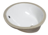 Eago 17.75" x 15" Oval Under Mount Porcelain Bathroom Sink, White, No Faucet Hole, BC224