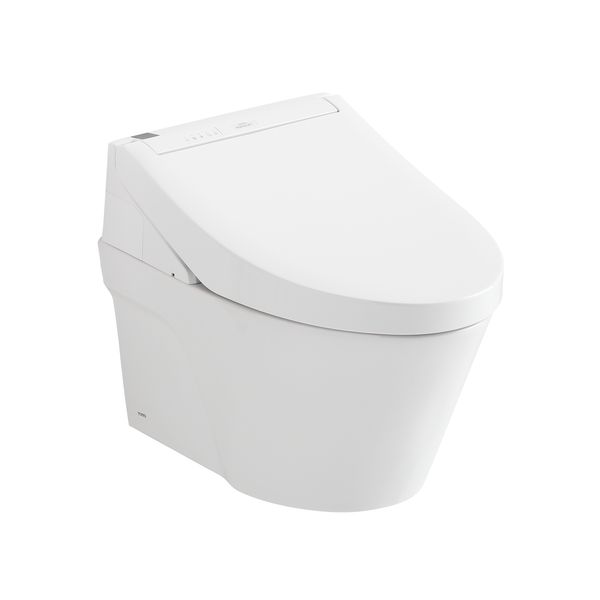 TOTO WASHLET+ AP Wall-Hung Elongated Toilet and WASHLET C5 and DuoFit In-Wall 0.9 and 1.28 GPF Dual-Flush Tank System, Matte Silver, Vitreous China|Plastic, CWT4263084CMFG#MS