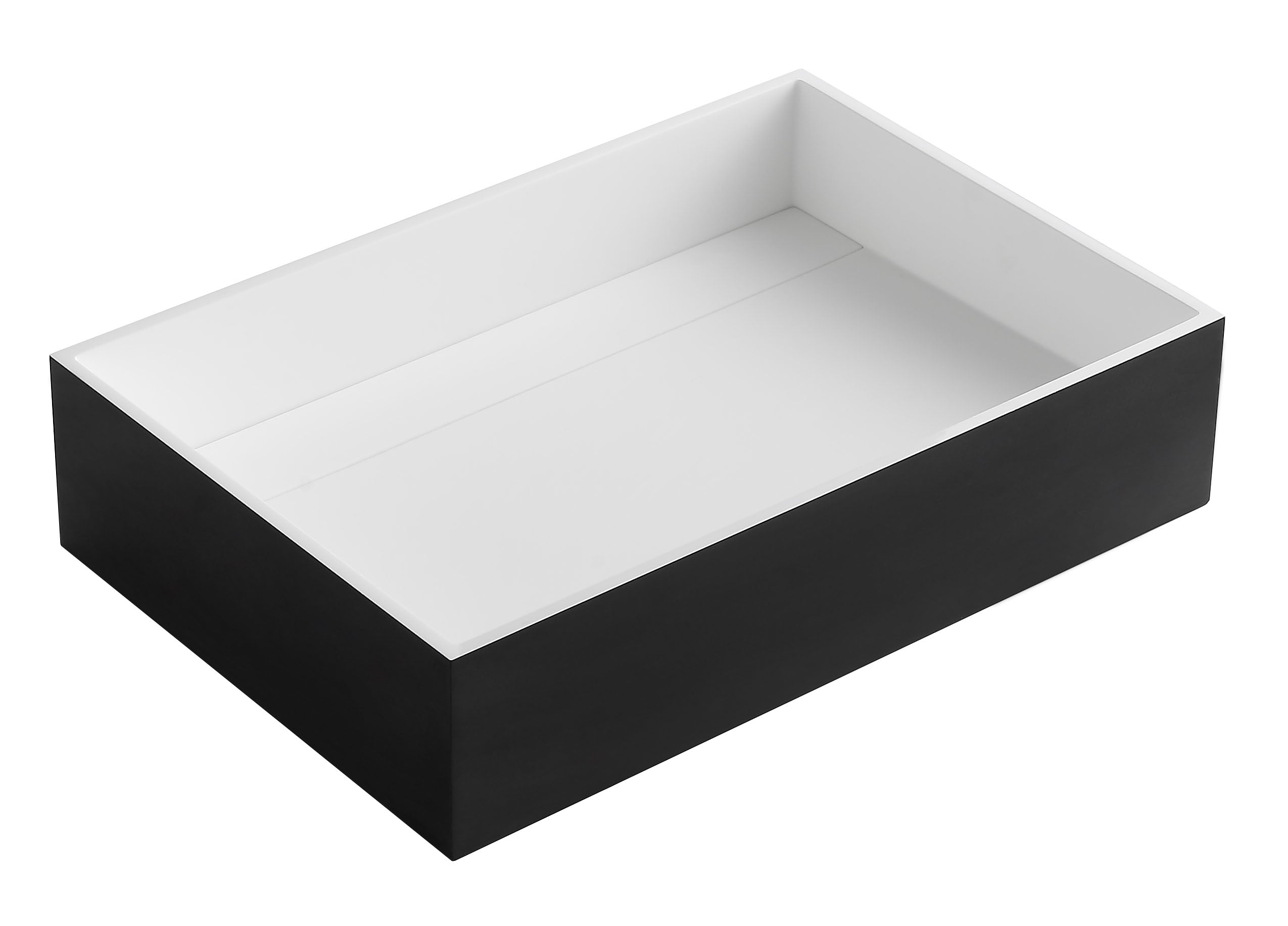 ALFI brand 20" x 13.5" Rectangle Above Mount Resin Bathroom Sink, Black & White, No Faucet Hole, ABRS2014BM