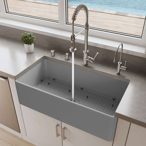 Alternate Image for ALFI brand 36" Fireclay Farmhouse Sink, Gray Matte, No Faucet Hole, ABF3618-GM