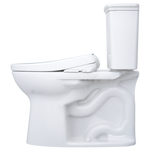 TOTO Drake Transitional WASHLET+ Two-Piece Elongated 1.28 GPF Universal Height TORNADO FLUSH Toilet with S7A Contemporary Bidet Seat, Cotton White, Vitreous China|Plastic, MW7864736CEFG#01