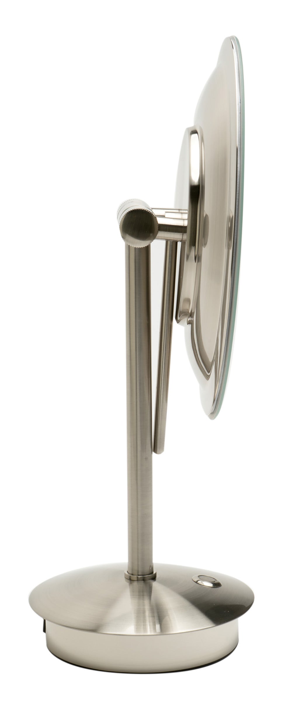 ALFI brand ABM9FLED-BN Brushed Nickel Tabletop Round 9" 5x Magnifying Cosmetic Mirror with Light