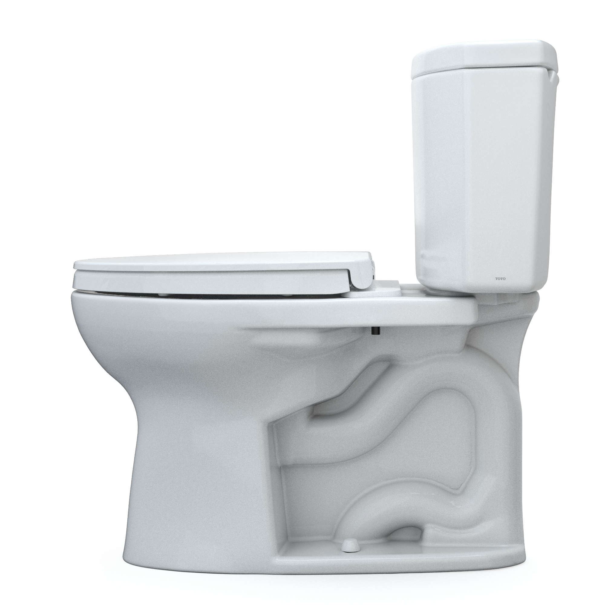 TOTO Drake II Two-Piece Elongated 1.28 GPF Universal Height Toilet with CEFIONTECT and SS124 SoftClose Seat, WASHLET+ Ready, Cotton White, Vitreous China|Plastic, MS454124CEFG#01