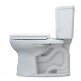 TOTO Drake II Two-Piece Elongated 1.28 GPF Universal Height Toilet with CEFIONTECT and SS124 SoftClose Seat, WASHLET+ Ready, Cotton White, Vitreous China|Plastic, MS454124CEFG#01