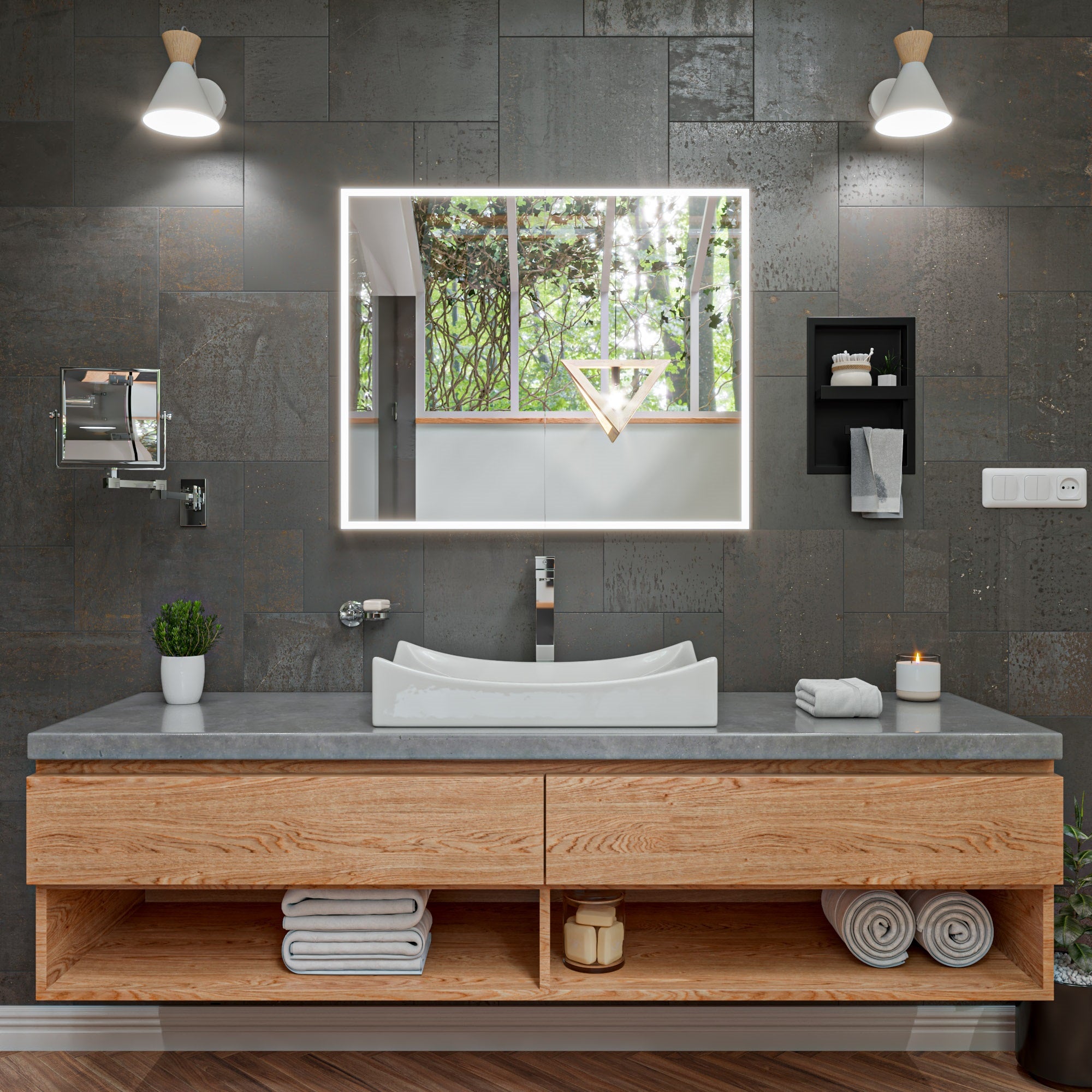 ALFI Polished Chrome Tall Square Single Lever Bathroom Faucet, AB1129-PC