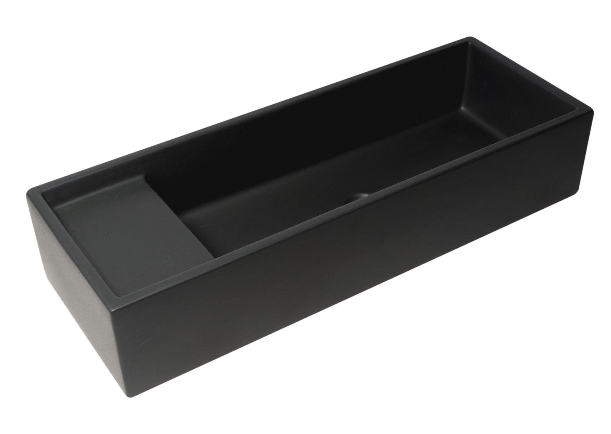 Alternative View of ALFI brand 39.4" x 14.6" Rectangle Above Mount or Semi Recessed Fireclay Bathroom Sink, Black Matte, No Faucet Hole, AB39TRBM