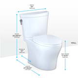 TOTO Aquia IV Arc Two-Piece Elongated Dual Flush 1.28 and 0.9 GPF Universal Height Toilet with CEFIONTECT, WASHLET+ Ready, Cotton White, Vitreous China, MS448124CEMFGN#01