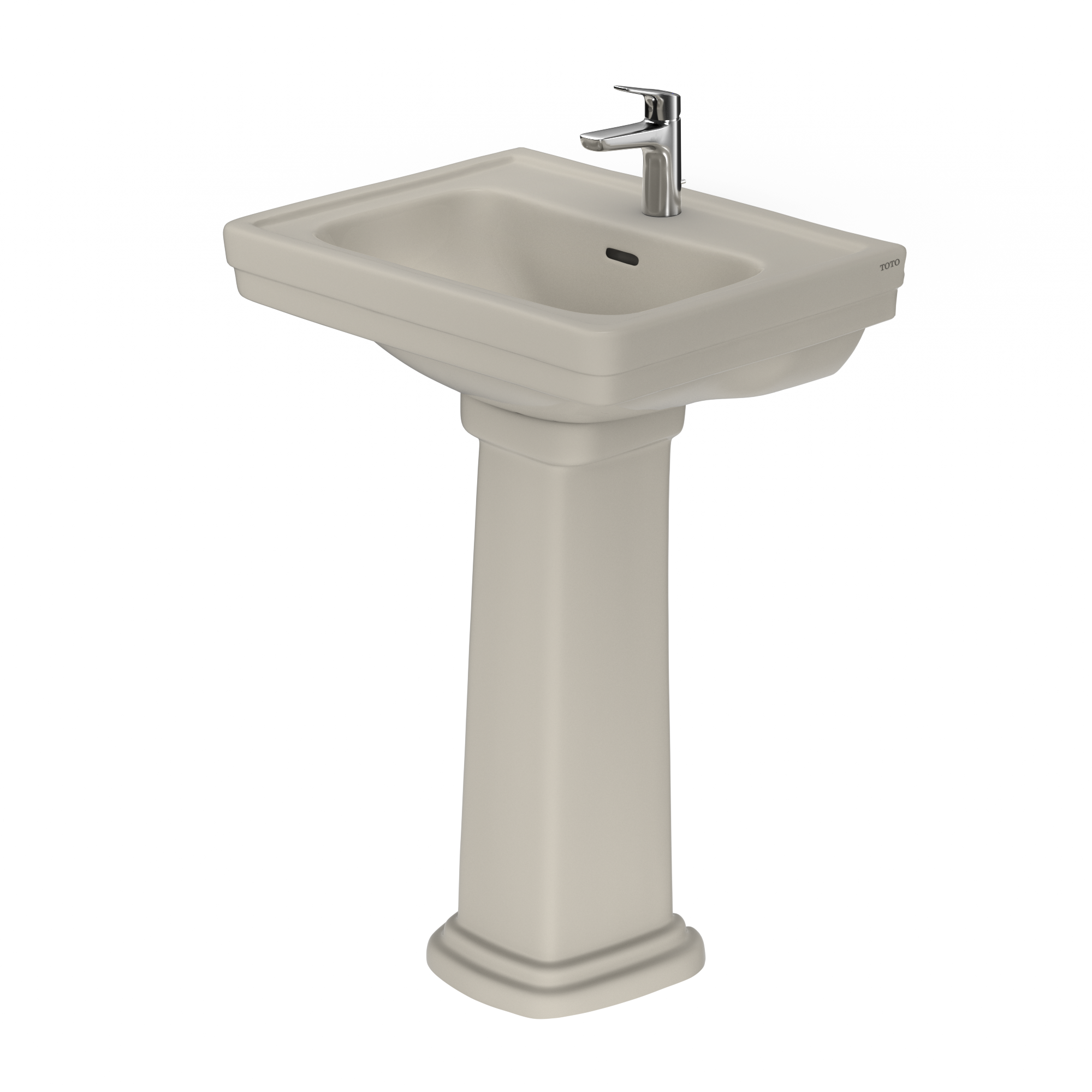 TOTO Promenade 24" x 19-1/4" Rectangular Pedestal Bathroom Sink for Single Hole Faucets, Bone, Vitreous China, LPT532N#03
