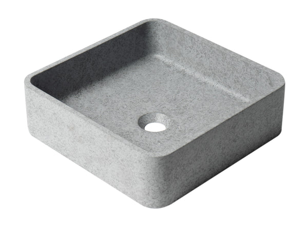 ALFI brand 15.6" x 15.6" Square Above Mount Concrete Bathroom Sink, Gray Matte, No Faucet Hole, ABCO16S