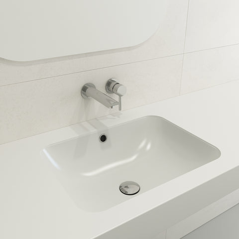 BOCCHI Scala 22" Rectangle Undermount Fireclay Bathroom Sink, Matte White, 1006-002-0125