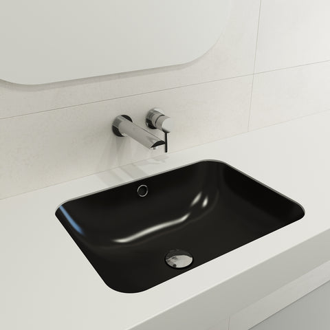 BOCCHI Scala 22" Rectangle Undermount Fireclay Bathroom Sink, Matte Black, 1006-004-0125