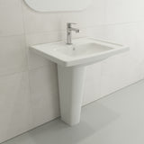 BOCCHI Taormina 26" Rectangle Wallmount Fireclay Bathroom Sink, White, Single Faucet Hole, 1007-001-0126