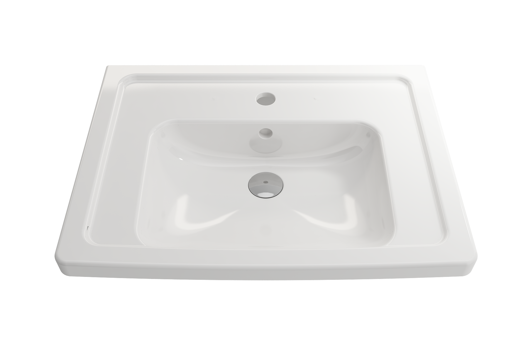 BOCCHI Taormina 26" Rectangle Wallmount Fireclay Bathroom Sink, White, Single Faucet Hole, 1007-001-0126
