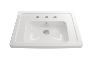Alternate Image for BOCCHI Taormina 26" Rectangle Wallmount Fireclay Bathroom Sink, White, 3 Faucet Hole, 1007-001-0127