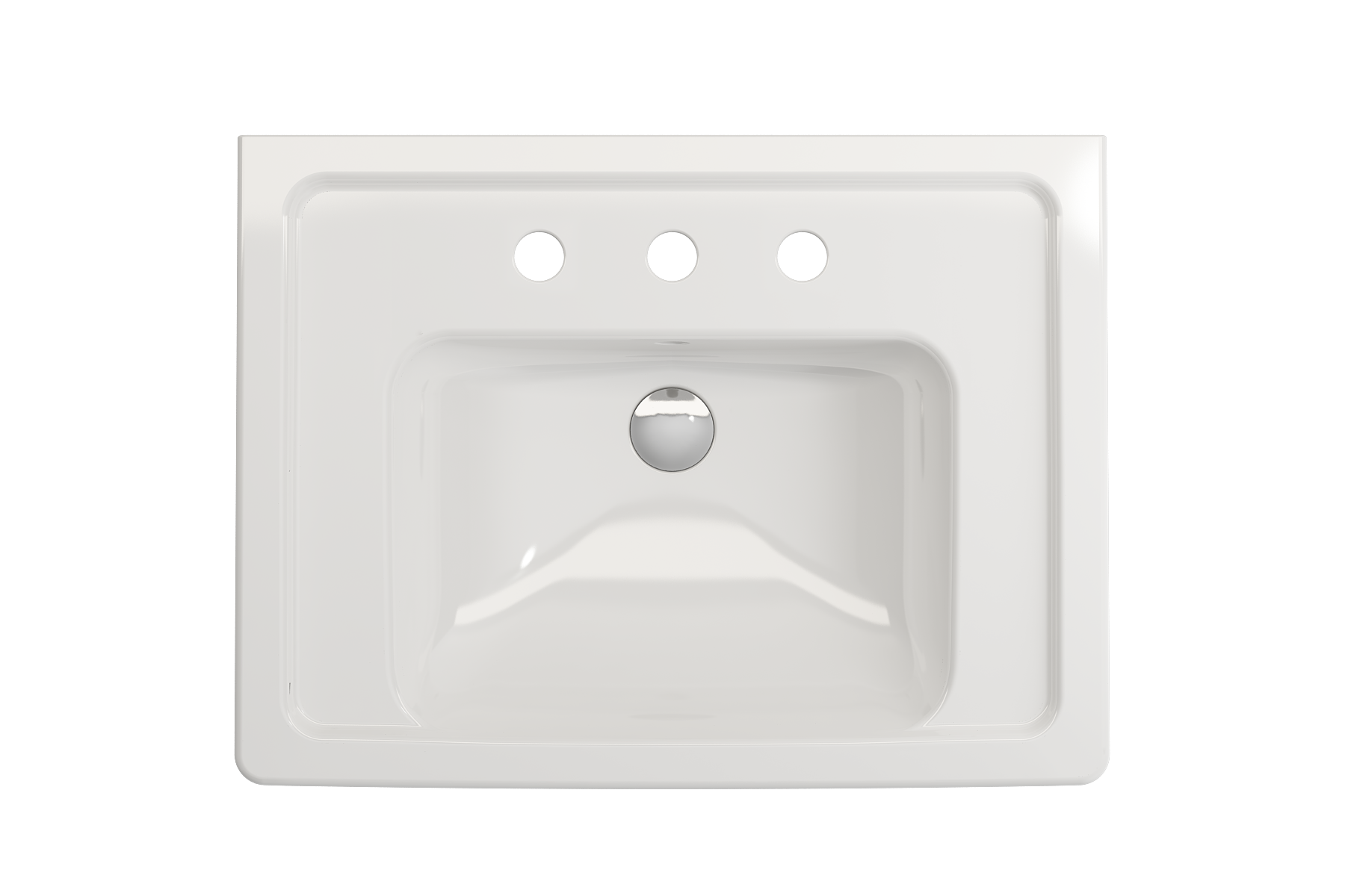 BOCCHI Taormina 26" Rectangle Wallmount Fireclay Bathroom Sink, White, 3 Faucet Hole, 1007-001-0127