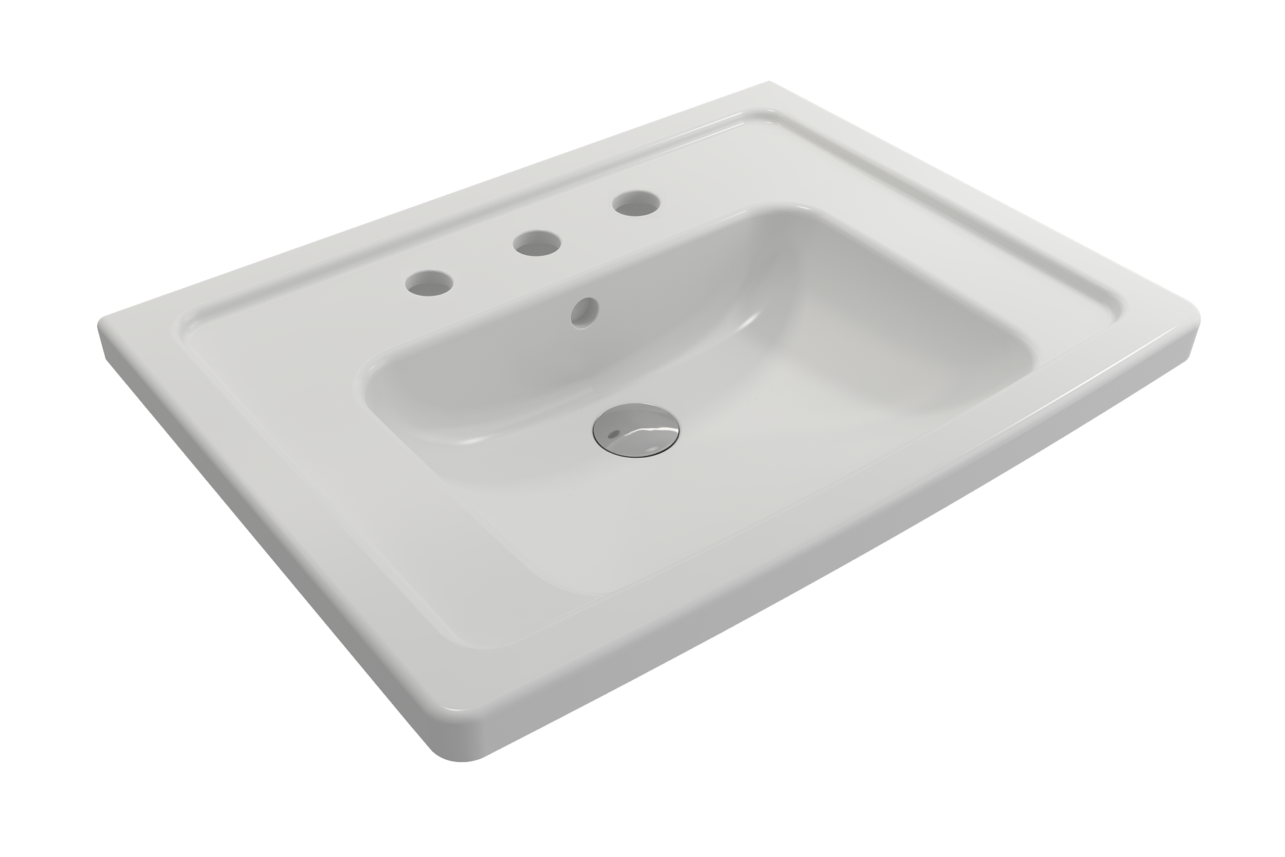 BOCCHI Taormina 26" Rectangle Wallmount Fireclay Bathroom Sink, Matte White, 3 Faucet Hole, 1007-002-0127