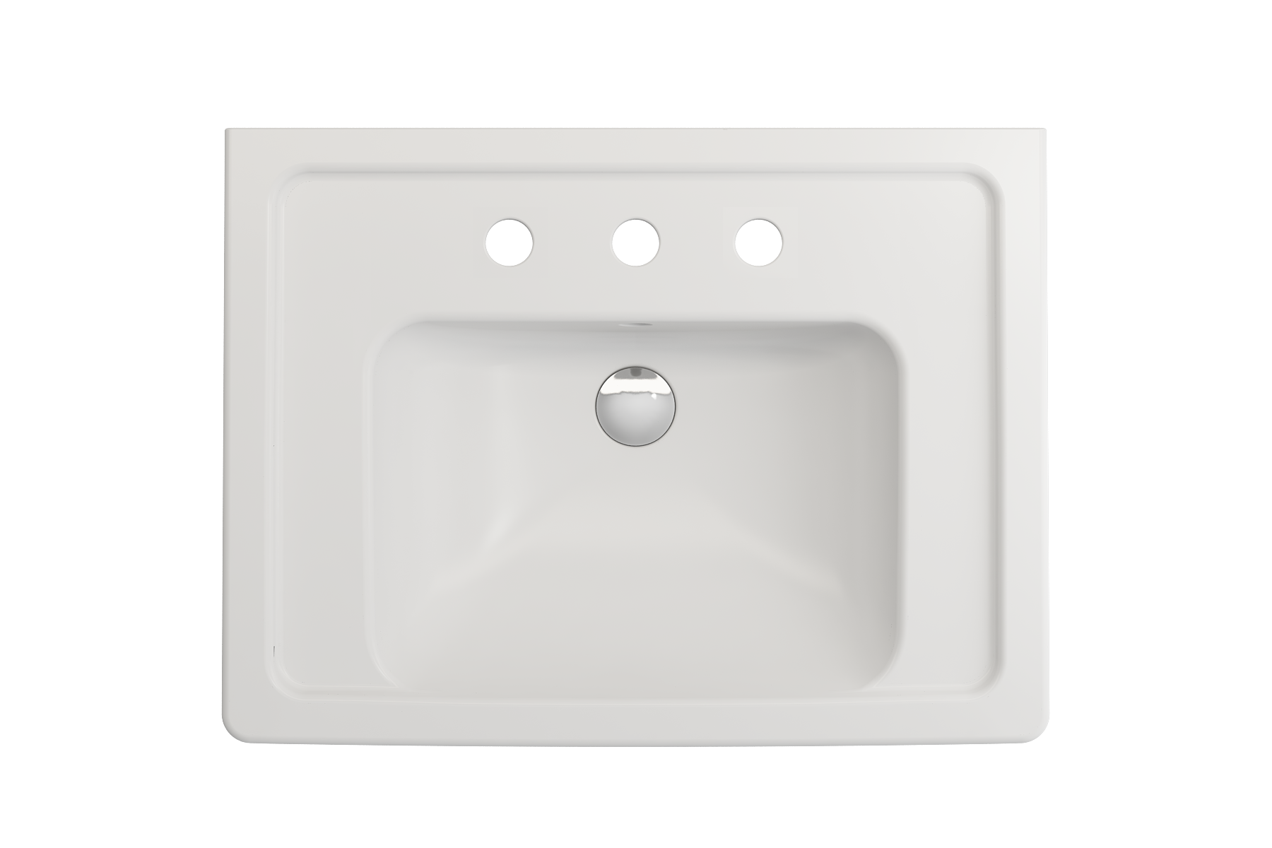 BOCCHI Taormina 26" Rectangle Wallmount Fireclay Bathroom Sink, Matte White, 3 Faucet Hole, 1007-002-0127