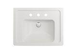 BOCCHI Taormina 26" Rectangle Wallmount Fireclay Bathroom Sink, Matte White, 3 Faucet Hole, 1007-002-0127