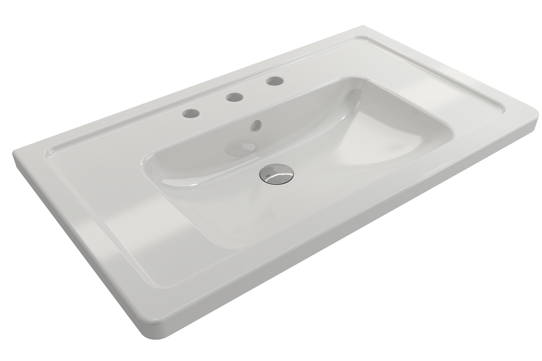 BOCCHI Taormina 34" Rectangle Wallmount Fireclay Bathroom Sink, White, 3 Faucet Hole, 1008-001-0127