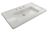 BOCCHI Taormina 34" Rectangle Wallmount Fireclay Bathroom Sink, White, 3 Faucet Hole, 1008-001-0127