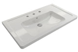 BOCCHI Taormina 34" Rectangle Wallmount Fireclay Bathroom Sink, White, 3 Faucet Hole, 1008-001-0127