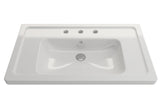 BOCCHI Taormina 34" Rectangle Wallmount Fireclay Bathroom Sink, White, 3 Faucet Hole, 1008-001-0127