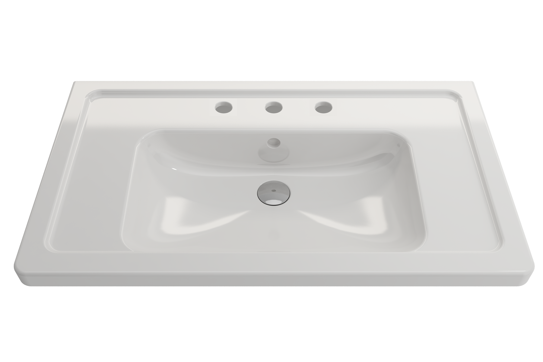 BOCCHI Taormina 34" Rectangle Wallmount Fireclay Bathroom Sink, White, 3 Faucet Hole, 1008-001-0127