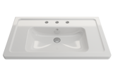 BOCCHI Taormina 34" Rectangle Wallmount Fireclay Bathroom Sink, White, 3 Faucet Hole, 1008-001-0127