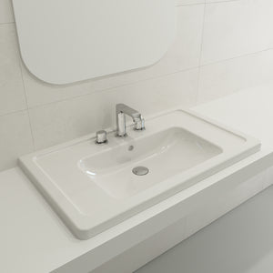 Alternate Image for BOCCHI Taormina 34" Rectangle Wallmount Fireclay Bathroom Sink, White, 3 Faucet Hole, 1008-001-0127