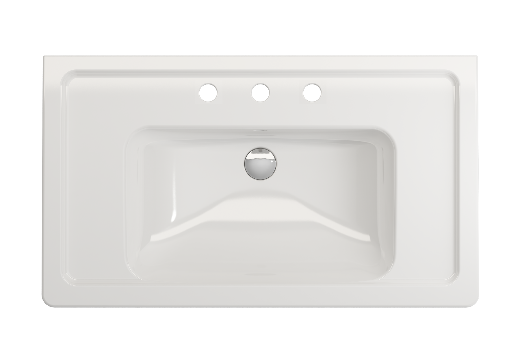 BOCCHI Taormina 34" Rectangle Wallmount Fireclay Bathroom Sink, White, 3 Faucet Hole, 1008-001-0127