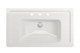 BOCCHI Taormina 34" Rectangle Wallmount Fireclay Bathroom Sink, White, 3 Faucet Hole, 1008-001-0127