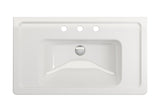 BOCCHI Taormina 34" Rectangle Wallmount Fireclay Bathroom Sink, White, 3 Faucet Hole, 1008-001-0127