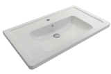 BOCCHI Taormina 34" Rectangle Wallmount Fireclay Bathroom Sink, Matte White, Single Faucet Hole, 1008-002-0126