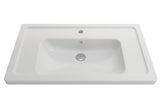 BOCCHI Taormina 34" Rectangle Wallmount Fireclay Bathroom Sink, Matte White, Single Faucet Hole, 1008-002-0126