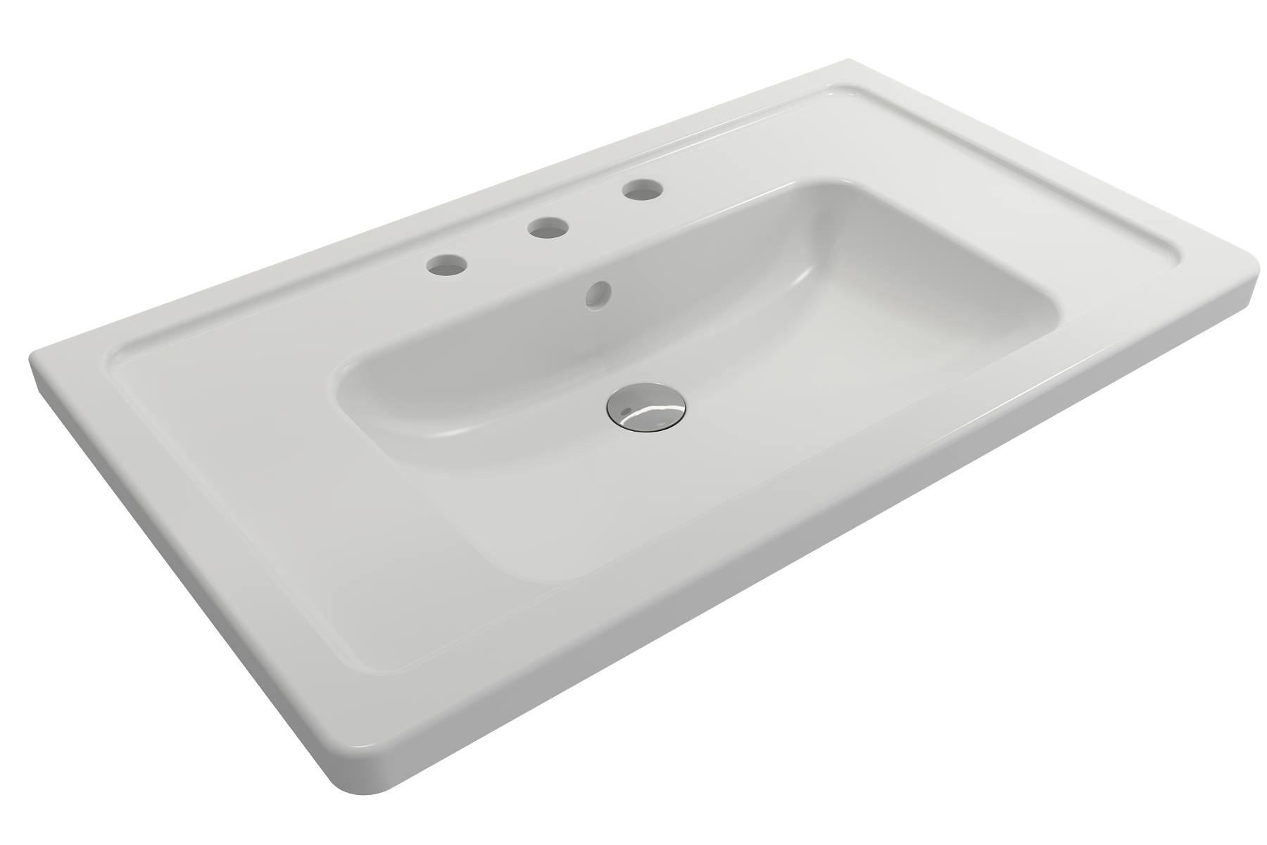 BOCCHI Taormina 34" Rectangle Wallmount Fireclay Bathroom Sink, Matte White, 3 Faucet Hole, 1008-002-0127