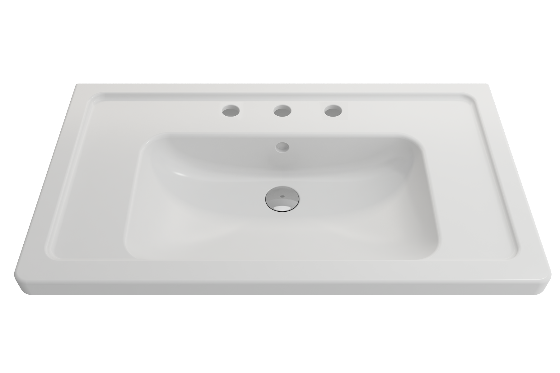 BOCCHI Taormina 34" Rectangle Wallmount Fireclay Bathroom Sink, Matte White, 3 Faucet Hole, 1008-002-0127