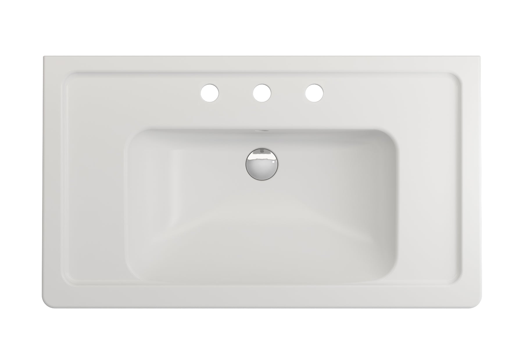 BOCCHI Taormina 34" Rectangle Wallmount Fireclay Bathroom Sink, Matte White, 3 Faucet Hole, 1008-002-0127