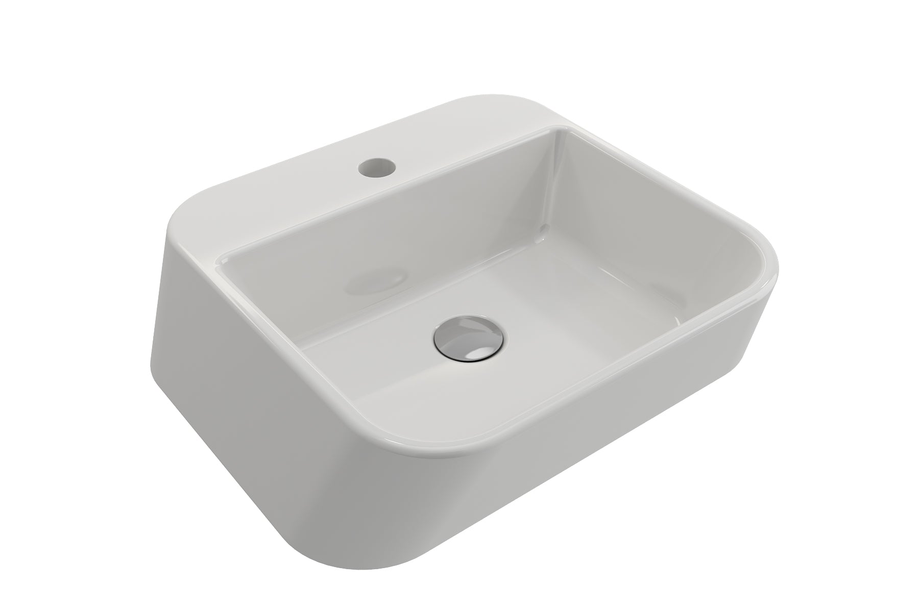 BOCCHI Firenze 20" Rectangle Vessel Fireclay Bathroom Sink, White, Single Faucet Hole, 1074-001-0126