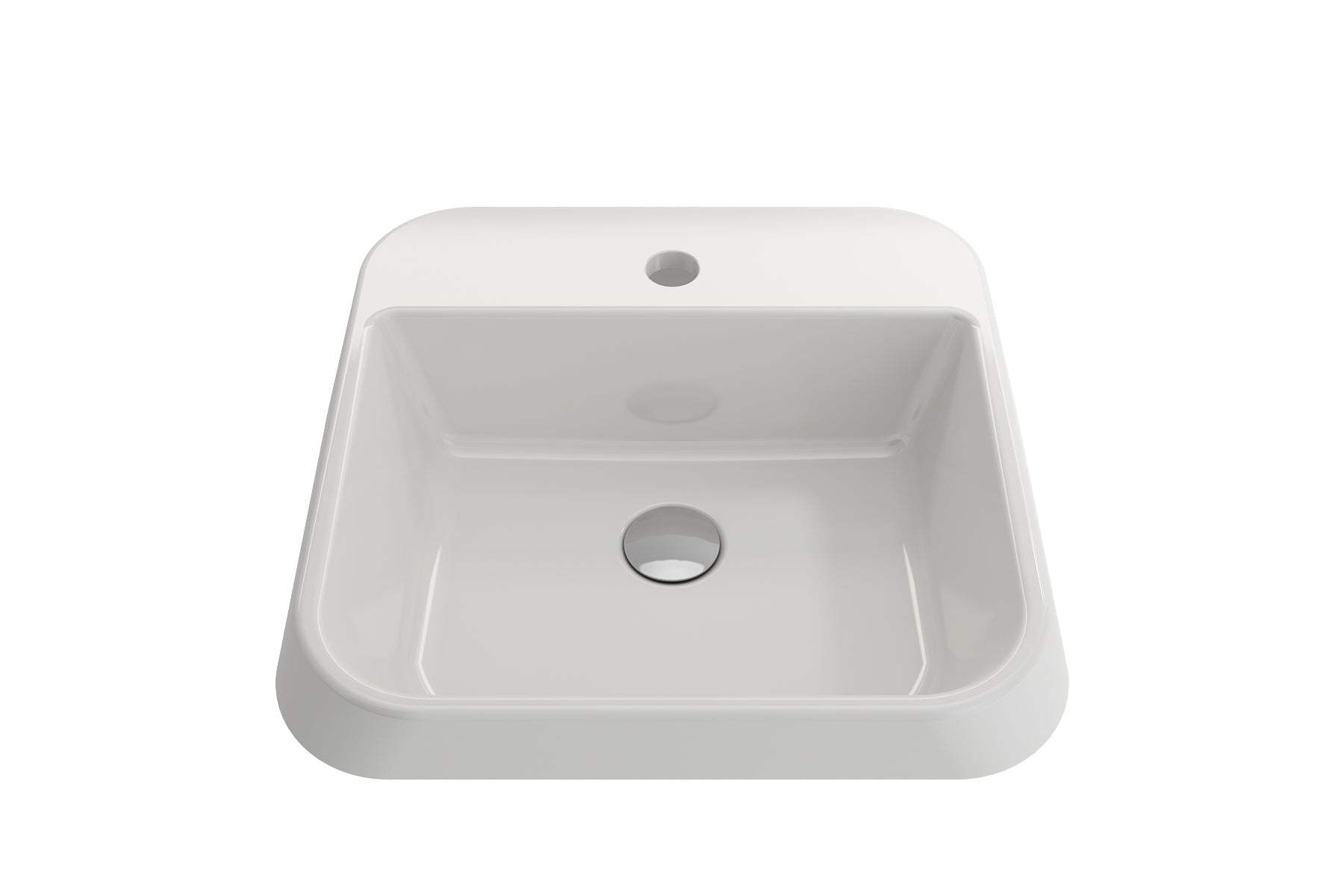 BOCCHI Firenze 20" Rectangle Vessel Fireclay Bathroom Sink, White, Single Faucet Hole, 1074-001-0126