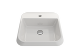 BOCCHI Firenze 20" Rectangle Vessel Fireclay Bathroom Sink, White, Single Faucet Hole, 1074-001-0126