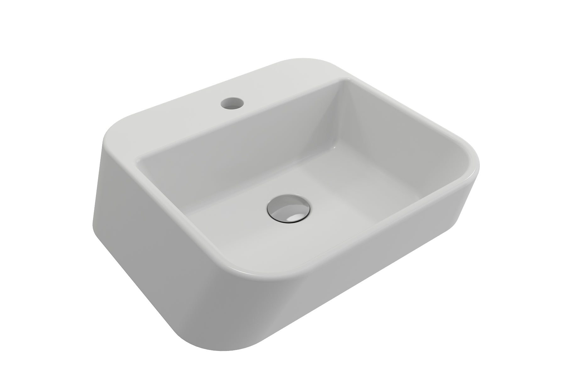 BOCCHI Firenze 20" Rectangle Vessel Fireclay Bathroom Sink, Matte White, Single Faucet Hole, 1074-002-0126