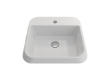BOCCHI Firenze 20" Rectangle Vessel Fireclay Bathroom Sink, Matte White, Single Faucet Hole, 1074-002-0126