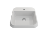 BOCCHI Firenze 20" Rectangle Vessel Fireclay Bathroom Sink, Matte White, Single Faucet Hole, 1074-002-0126