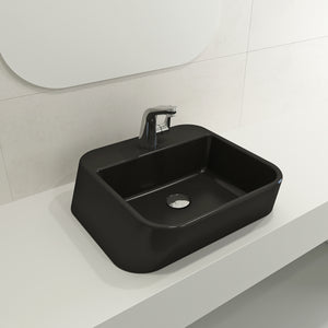 Alternate Image for BOCCHI Firenze 20" Rectangle Vessel Fireclay Bathroom Sink, Matte Black, Single Faucet Hole, 1074-004-0126