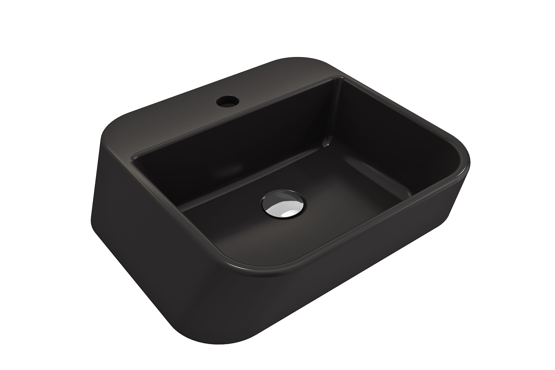 BOCCHI Firenze 20" Rectangle Vessel Fireclay Bathroom Sink, Matte Black, Single Faucet Hole, 1074-004-0126